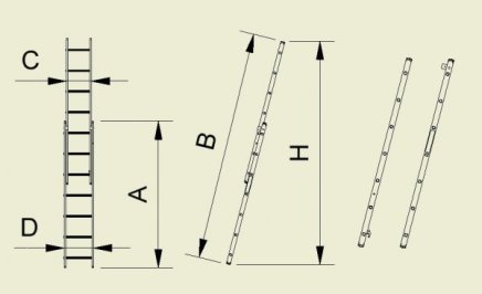 Schiebeleiter Forte, 2-teilig, Breite 484 mm (7 Modelle) - 2
