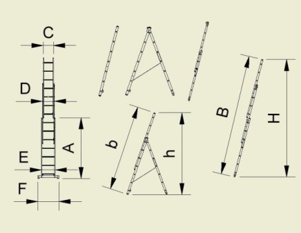 Mehrzweckleiter Forte 8612, 3-teilig - 2