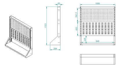 Lochplatten-Stellwand PSZ 11 A S1, einseitig - 2