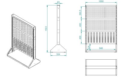 Lochplatten-Stellwand PSZ 22 A S1, beidseitig - 5