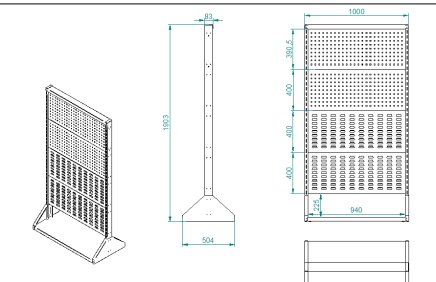 Lochplatten-Stellwand PSZ 23 A S1, beidseitig - 5