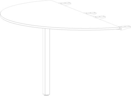 Halbkugelförmiges Verbindungselement für Tische Stb Comfort der Tiefe 600 mm - 1