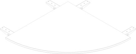 Viertelkugelförmiges Verbindungselement für Tische Stb Comfort der Tiefe 600 mm - 1