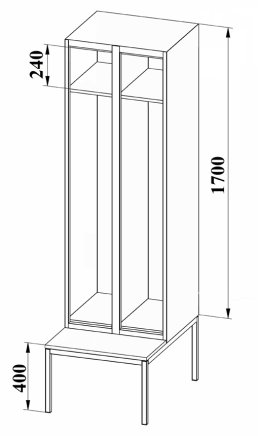 Garderobenschrank mit Bank XS52B-17 - 6