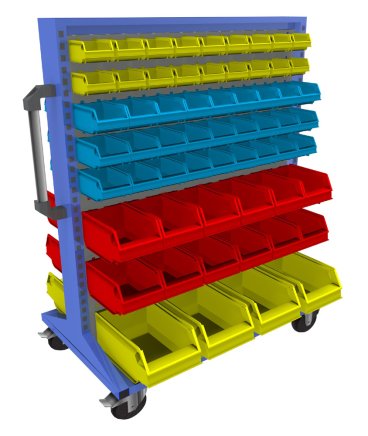 Stellwand mit Sichtlagerkästen, mobil (6 Modelle) - 1