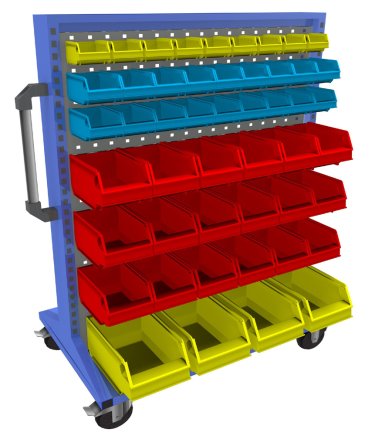 Stellwand mit Sichtlagerkästen, PSZ_21_B_VAR_5, mobil - 1