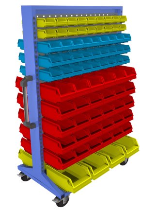 Stellwand mit Sichtlagerkästen, mobil (6 Modelle) - 1