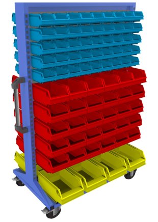 Stellwand mit Sichtlagerkästen, PSZ_22_B_VAR_3, mobil - 1