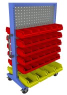 Stellwand mit Sichtlagerkästen, PSZ_22_B_VAR_6, mobil