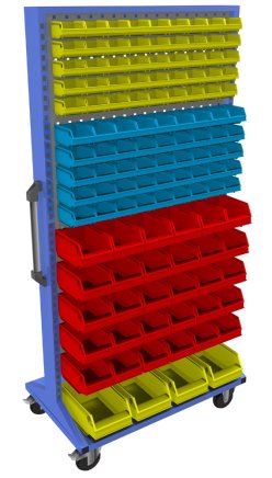 Stellwand mit Sichtlagerkästen, PSZ_23_B_VAR_3, mobil - 1