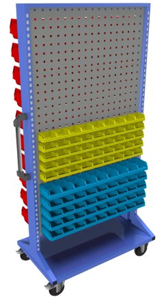 Stellwand mit Sichtlagerkästen, PSZ_23_B_VAR_4, mobil - 1