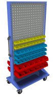 Stellwand mit Sichtlagerkästen, PSZ_23_B_VAR_5, mobil
