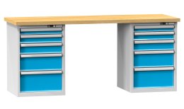 Werkbänke der O Reihe, B x H x T 2000 x 880-890 x 700-800 mm (6 Ausführungen)