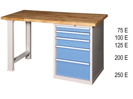 Werkbänke der H Reihe, B x H x T 1500 x 880-890 x 700-800 mm (6 Ausführungen) - 2