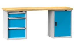 Werkbänke der L Reihe, B x H x T 2500 x 880-890 x 700-800 mm (6 Ausführungen)