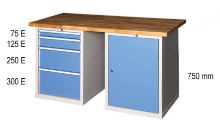 Werkbänke der M Reihe, B x H x T 2000 x 880-890 x 700-800 mm (6 Ausführungen) - 2
