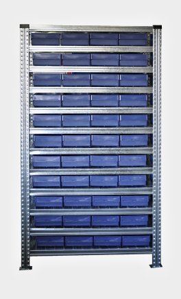 Regal mit Stapelbehälter 100 x 230 mm - 44 St. (4 Modelle) - 1