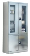 Edelstahlschrank mit Glas- und Vollstahltüren SmlN 114 - 1