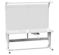 Mit einer Kurbel einstallbarer Tisch mit Aufbau