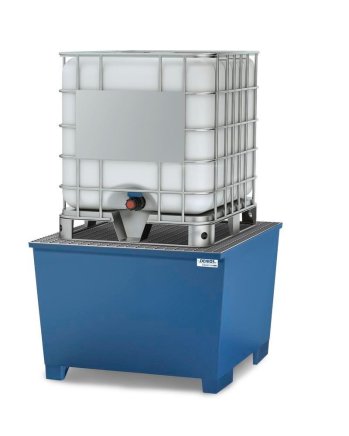 Auffangwanne mit Rost classic-line, mit Füßen, für IBC-Behälter - 1