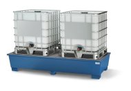 Auffangwanne mit Rost classic-line, mit Füßen, für 2 IBC-Behälter - 1