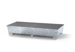 Auffangwanne mit Rost classic-line, mit Füßen, für 2 IBC-Behälter