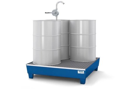 Auffangwanne mit Rost classic-line, mit Füßen, für 4 Fässer - 1