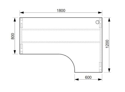 Bürotisch Hobis UEA 180060L - 2