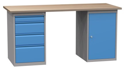 Werkbank mit Unterbau-Container und Schubladenschrank SD41735 1700 mm - 1