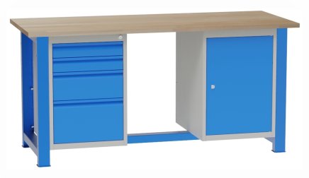 Werkbank mit Unterbau-Container und Schubladenschrank SD41721 - 1