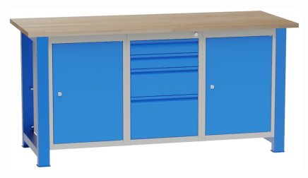 Werkbank mit Unterbau-Container und Schubladenschrank SD41722 - 1