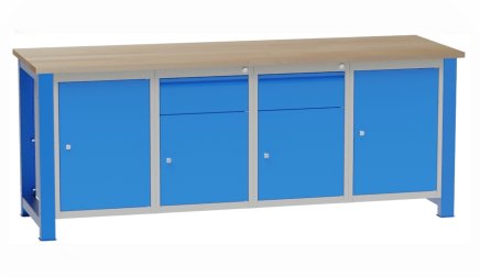 Werkbank mit Unterbau-Container und Schubladenschränken SD42122 - 1