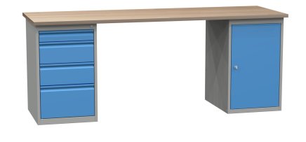 Werkbank mit Unterbau-Container und Schubladenschrank SD42135 2100 mm - 1