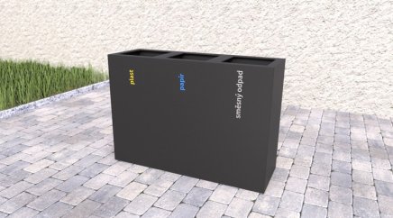 Mülleimer 3-fach Steel, für Außenbereich - 1