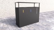 Mülleimer 3-fach Steel II, für Außenbereich, mit Dach - 1