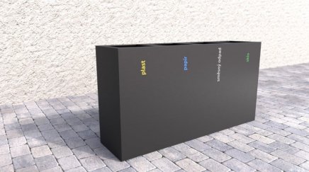 Mülleimer 3-fach Steel III, für Außenbereich - 2