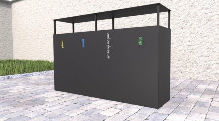 Mülleimer 4-fach Steel IV, für Außenbereich, mit Dach - 3