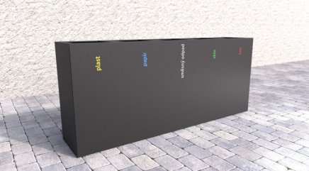 Mülleimer 5-fach Steel V, für Außenbereich - 1