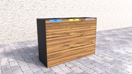 Mülleimer 3-fach Pera, aus Holz, für Außenbereich - 1