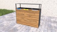 Mülleimer 3-fach Pera II, aus Holz, für Außenbereich, mit Dach - 2