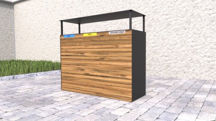Mülleimer 3-fach Pera II, aus Holz, für Außenbereich, mit Dach - 3