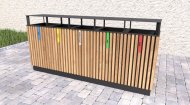 Mülleimer 5-fach, Lamela VI, mit Dach - 1