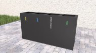 Mülleimer 3-fach Steel III, für Außenbereich - 1