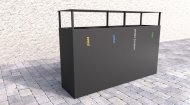 Mülleimer 4-fach Steel IV, für Außenbereich, mit Dach - 1