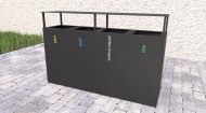 Mülleimer 4-fach Steel IV, für Außenbereich, mit Dach - 2