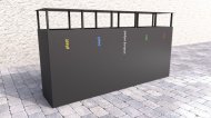 Mülleimer 5-fach Steel V, für Außenbereich, mit Dach - 1