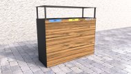 Mülleimer 3-fach Pera II, aus Holz, für Außenbereich, mit Dach - 1