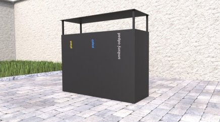 Mülleimer 3-fach Steel II, für Außenbereich, mit Dach - 2