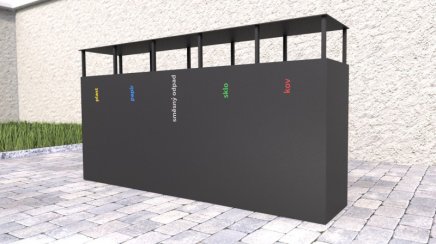 Mülleimer 5-fach Steel V, für Außenbereich, mit Dach - 3