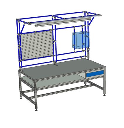 Werkbank aus Aluminiumprofilen mit Aufsatz - 1